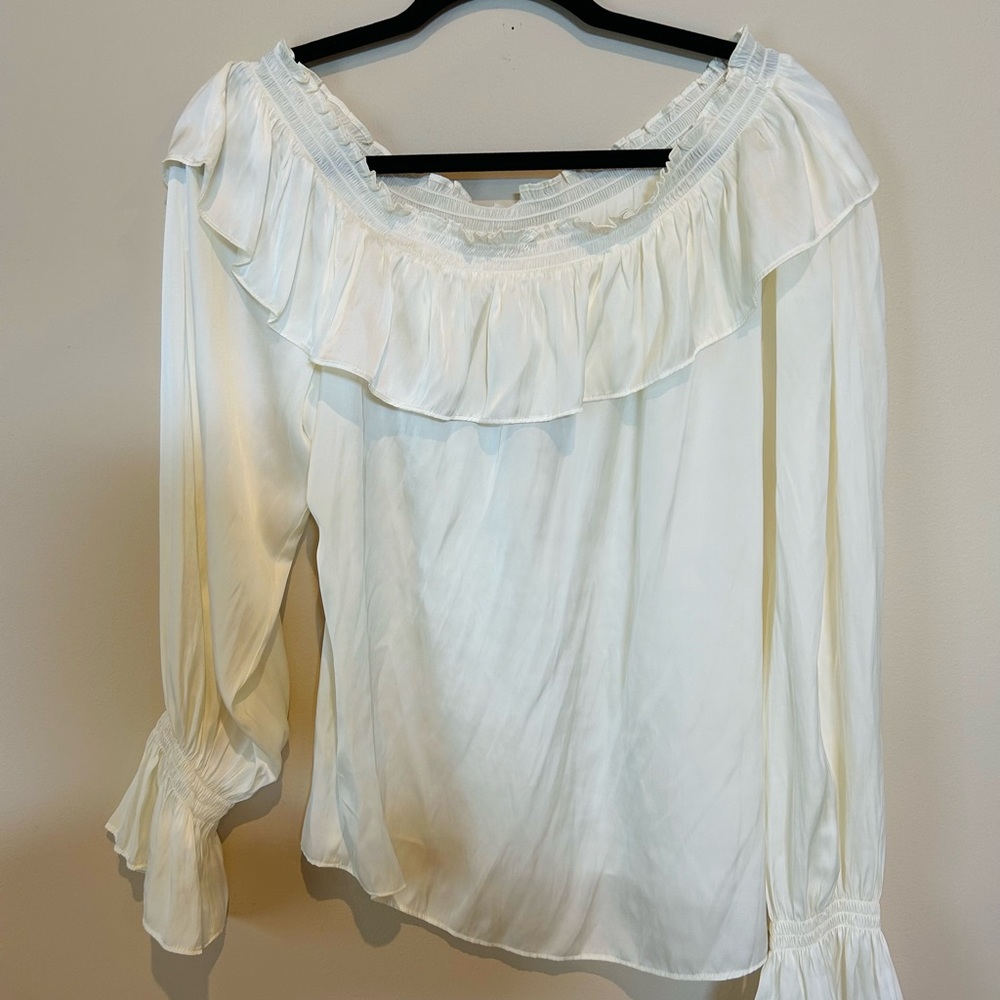 RAMY BROOK off the shoulder cream blouse